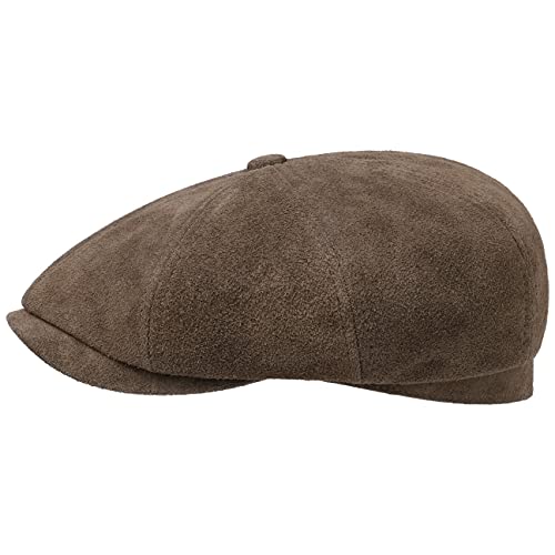 Stetson Hatteras Calf Split Flatcap Schirmmütze Ballonmütze Ledercap Newsboy-Mütze Herren - mit Schirm, Futter Frühling-Sommer Herbst-Winter - M (56-57 cm) braun von Stetson