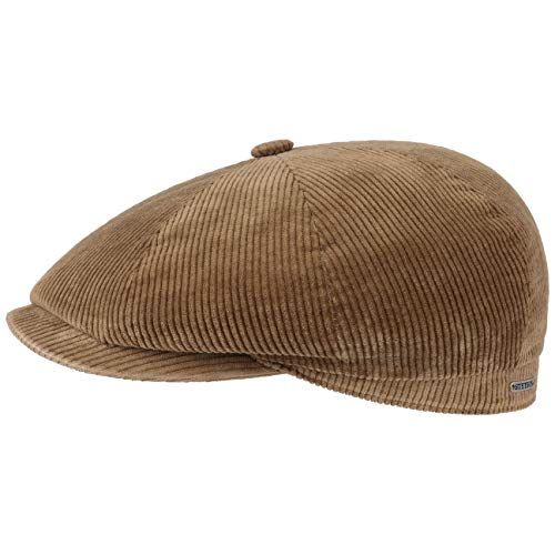 Stetson Hatteras Classic Cord Flatcap Damen/Herren - Made in The EU - Einfarbige Mütze mit Baumwolle - Mehrteilige Stoffmütze gefüttert - Cap im Cord-Design - Herbst/Winter beige 55 cm von Stetson