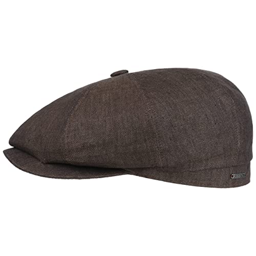 Stetson Hatteras Classic Leinen Flatcap Schirmmütze Ballonmütze Leinencap Damen/Herren - Made in The EU mit Schirm, Futter Frühling-Sommer Herbst-Winter - 59 cm braun von Stetson