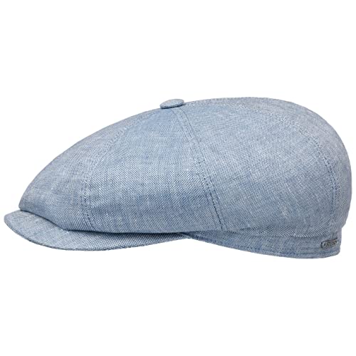 Stetson Hatteras Classic Leinen Flatcap Schirmmütze Ballonmütze Leinencap Damen/Herren - Made in The EU mit Schirm, Futter Frühling-Sommer Herbst-Winter - 57 cm hellblau von Stetson