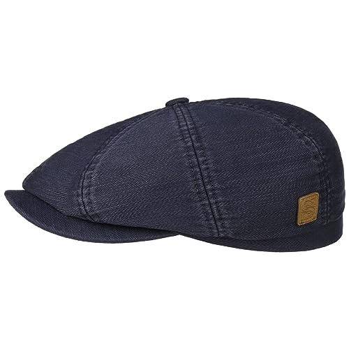 Stetson Hatteras Cotton x The Feebles Flatcap Schirmmütze Ballonmütze Baumwollcap Herren - mit Schirm, Futter Herbst-Winter - XL (60-61 cm) blau von Stetson