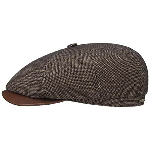 Stetson Hatteras Dodgeville Flatcap - Modische Schirmmütze - Hochwertige Ballonmütze mit Hahnentrittdesign - Made in The EU - Unisex - Herbst/Winter braun S (54-55 cm) von Stetson