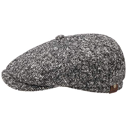 Stetson Hatteras Donegal Schirmmütze Flatcap Ballonmütze Tweedcap für Damen Herren Wintercap mit Schirm, Futter Herbst Winter (61 cm - schwarz) von Stetson