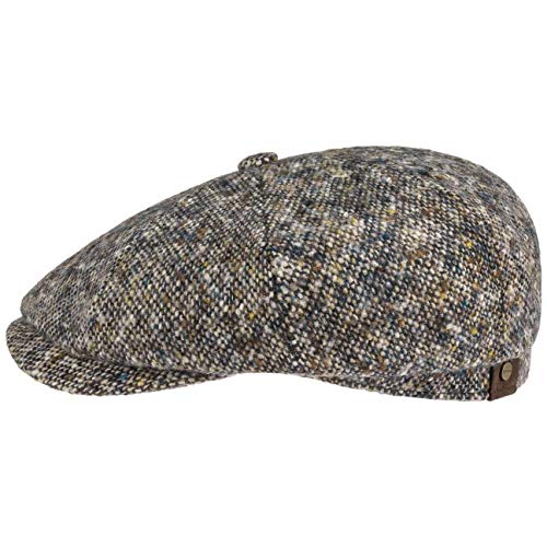 Stetson Hatteras Donegal Schirmmütze Damen Herren Made in EU 100% Schurwolle Baumwollfutter Flatcap Herbst Winter beige-blau 57 cm von Stetson