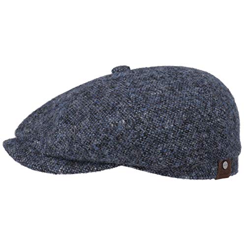 Stetson Hatteras Donegal Schirmmütze Flatcap Ballonmütze Tweedcap für Damen Herren Wintercap mit Schirm, Futter Herbst Winter (56 cm - dunkelblau) von Stetson