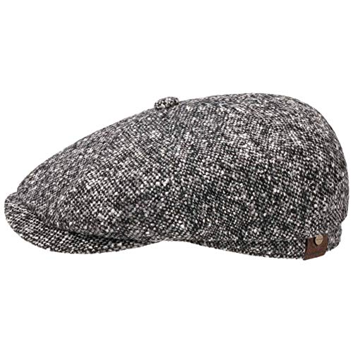 Stetson Hatteras Donegal Schirmmütze Flatcap Ballonmütze Tweedcap für Damen Herren Wintercap mit Schirm, Futter Herbst Winter (56 cm - schwarz) von Stetson