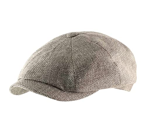 Stetson Hatteras Ellington Flatcap - Melierte Mütze - Klassische Schiebermütze - Wide-Fit-Style - Made in The EU - Damen & Herren - Ganzjährig grau-beige 57 cm von Stetson