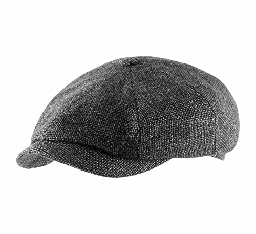 Stetson Hatteras Ellington Flatcap - Melierte Mütze - Klassische Schiebermütze - Wide-Fit-Style - Made in The EU - Damen & Herren - Ganzjährig anthrazit 59 cm von Stetson