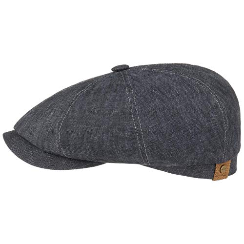 Stetson Hatteras Flatcap Leinen Damen/Herren - Mütze mit Baumwollfutter - Flat Cap mit Sonnenschutz UV 40+ - Schirmmütze Frühjahr/Sommer - Ballonmütze Denim 55 cm von Stetson