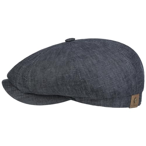 Stetson Hatteras Flatcap Leinen Damen/Herren - Mütze mit Baumwollfutter - Flat Cap mit Sonnenschutz UV 40+ - Schirmmütze Frühjahr/Sommer - Ballonmütze Denim 56 cm von Stetson