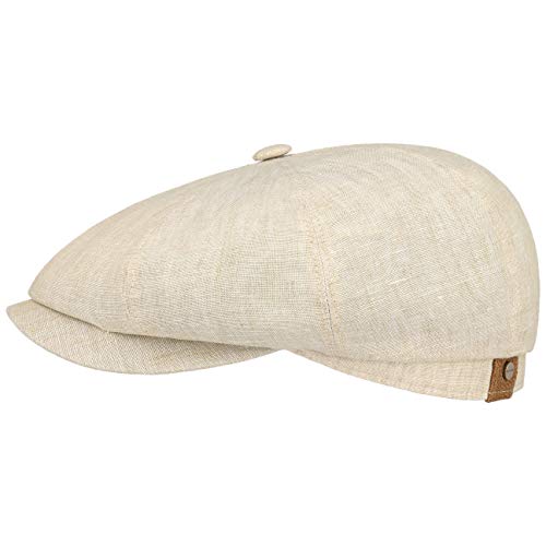 Stetson Hatteras Flatcap Leinen Damen/Herren - Mütze mit Baumwollfutter - Flat Cap mit Sonnenschutz UV 40+ - Schirmmütze Frühjahr/Sommer - Ballonmütze beige 55 cm von Stetson