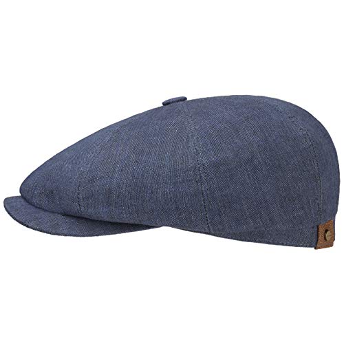 Stetson Hatteras Flatcap Leinen Damen/Herren - Mütze mit Baumwollfutter - Flat Cap mit Sonnenschutz UV 40+ - Schirmmütze Frühjahr/Sommer - Ballonmütze dunkelblau 53 cm von Stetson