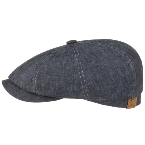 Stetson Hatteras Flatcap Leinen Damen/Herren - Mütze mit Baumwollfutter - Flat Cap mit Sonnenschutz UV 40+ - Schirmmütze Frühjahr/Sommer - Ballonmütze grau 60 cm von Stetson