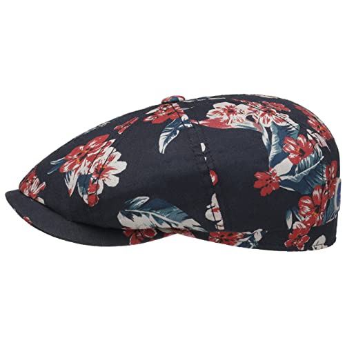 Stetson Hatteras Flowlin Flatcap - Gemusterte Mütze aus Leinen - Geblümt Mehrfarbig - Sommermütze mit tropischem Muster - Damen & Herren - Frühjahr/Sommer dunkelblau M (56-57 cm) von Stetson