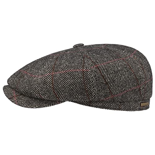 Stetson Hatteras Gallanger Wool Flatcap - Klassisch Elegante Schirmmütze mit Fischgrätmuster - Made in The EU - Herren & Damen - Herbst/Winter beige-schwarz M (56-57 cm) von Stetson