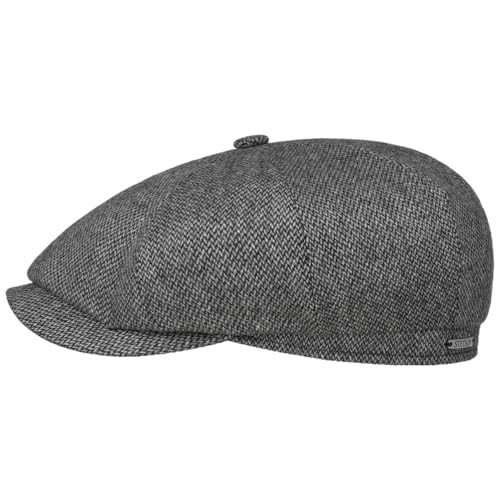 Stetson Hatteras Harridge Wool Flatcap Schirmmütze Ballonmütze Herren - Made in the EU mit Schirm, Futter, Futter Winter Herbst-Winter - L (58-59 cm) anthrazit-grau von Stetson