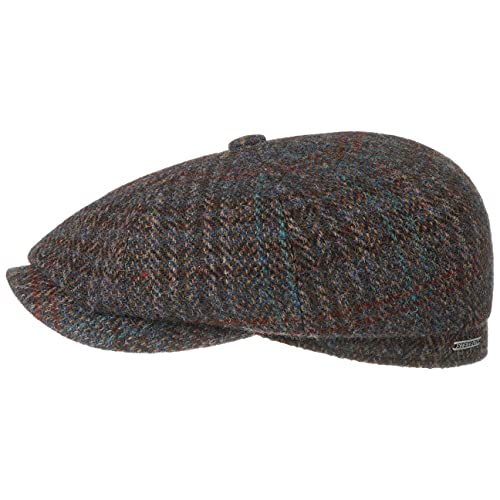 Stetson Hatteras Harris Tweed III Flatcap Schirmmütze Ballonmütze Wollcap Herrencap Herren - Made in The EU mit Schirm, Futter Winter Herbst-Winter - 57 cm blau-meliert von Stetson