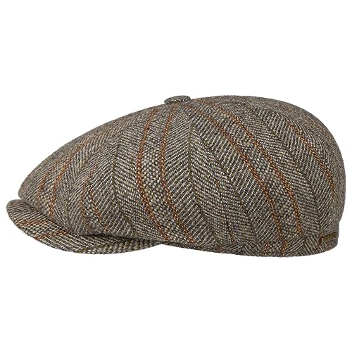 Stetson Hatteras Herringbone Stripe Flatcap Herren Made in EU Herbst Winter beige M (56-57 cm) von Stetson