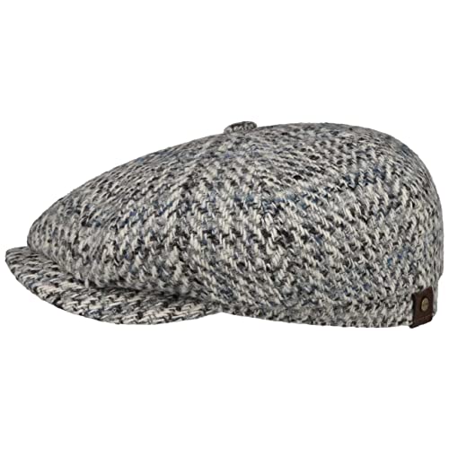 Stetson Hatteras Hoback Virgin Wool Flatcap - Mehrfarbige Mütze - Elegante Schirmmütze - Melierte Wollcap für Herren - EU-Herstellung - Herbst/Winter grau 57 cm von Stetson