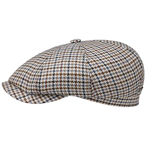 Stetson Hatteras Houndstooth Wool Flatcap Schirmmütze Wollcap Ballonmütze Herren - Made in Germany mit Schirm, Futter, Schirm Winter Herbst Frühjahr Sommer Frühling-Sommer Herbst-Winter - 57 cm beige von Stetson