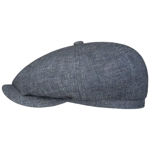 Stetson Hatteras Inspection Tag Flatcap Klassische Schirmmütze Made in Germany Herren Frühjahr Sommer blau-meliert 62 cm von Stetson