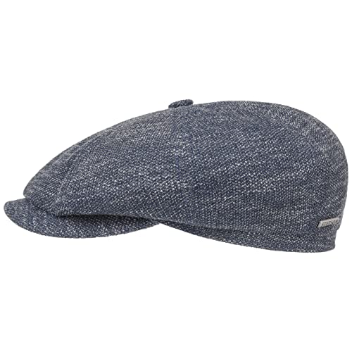 Stetson Hatteras Jersey Flatcap - Ballonmütze - Vielseitige Schirmmütze - Meliertes Baumwollcap - Made in Germany - Herren - Frühjahr bis Winter blau M (56-57 cm) von Stetson