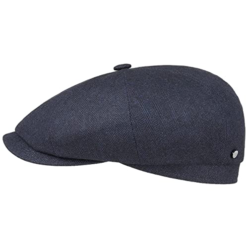 Stetson Hatteras Kaschmir Seide Flatcap Damen/Herren - Schiebermütze Made in Germany - Kaschmirmütze mit Schurwolle - Flat Cap Sommer/Winter dunkelblau 58 cm von Stetson