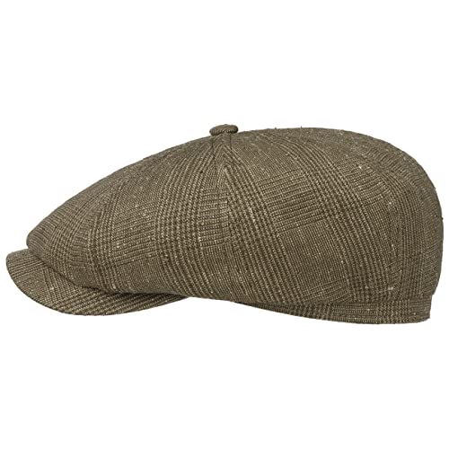 Stetson Hatteras Lightweight Checked Flatcap Schirmmütze Ballonmütze Herren - Made in Germany mit Schirm, Schirm Frühling-Sommer - 59 cm braun von Stetson