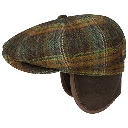 Stetson Hatteras Meadville Ear Flap Flatcap Schirmmütze Ballonmütze Wollcap Herren - mit Schirm, Ohrenklappen, Futter Herbst-Winter - XL (60-61 cm) grün von Stetson