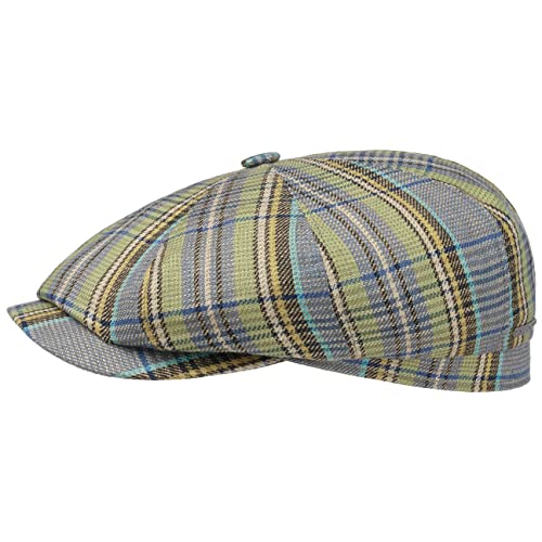 Stetson Hatteras Melaco Check Flatcap - Mehrfarbige Mütze aus Leinen - Klassische Schiebermütze - Made in Germany - Herren - Cap für alle Jahreszeiten grün 58 cm von Stetson