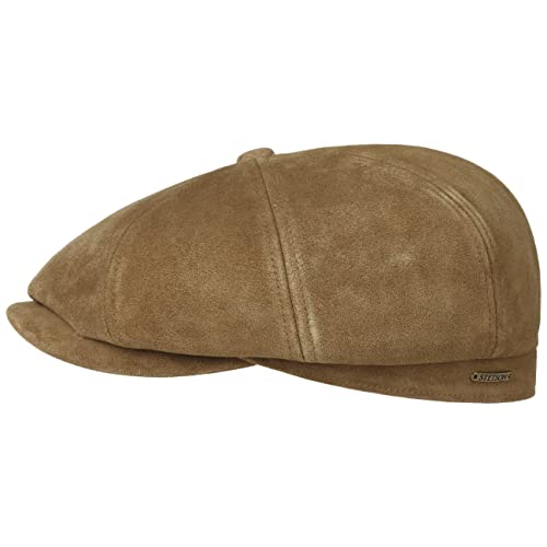 Stetson Hatteras New Calf Split Flatcap Schirmmütze Ballonmütze Ledercap Herren - mit Schirm, Futter, Futter Frühling-Sommer - S (54-55 cm) Cognac von Stetson