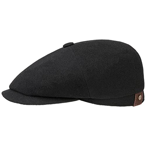 Stetson Hatteras Noir Schirmmütze Damen/Herren - Flatcap mit Wolle und Kaschmir - Wollmütze Herbst/Winter - Ballonmütze mit Flanelfutter - Flat Cap schwarz 59 cm von Stetson