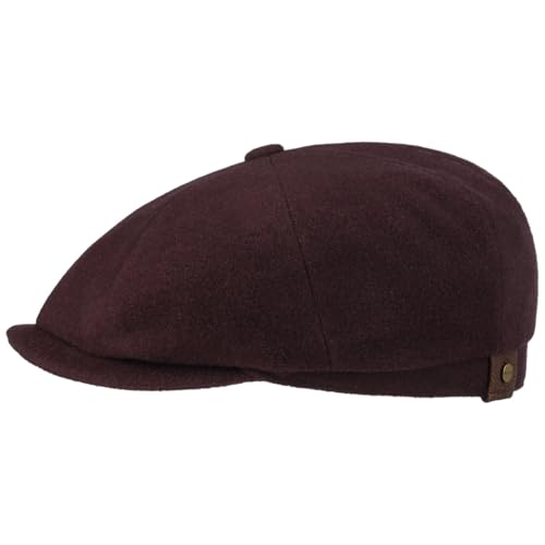 Stetson Hatteras Schirmmütze Damen Herren Flat Cap mit Wolle Kaschmir Herbst Winter Flanelfutter Bordeaux 59 cm von Stetson