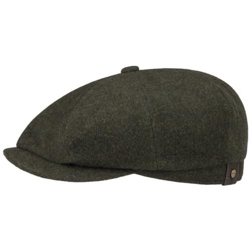 Stetson Hatteras Noir Schirmmütze Damen/Herren - Flatcap mit Wolle und Kaschmir - Wollmütze Herbst/Winter - Ballonmütze mit Flanelfutter - Flat Cap Oliv 60 cm von Stetson