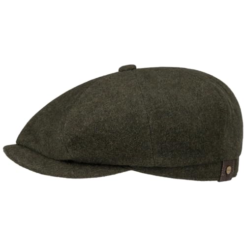 Stetson Hatteras Schirmmütze Damen Herren Flat Cap mit Wolle Kaschmir Herbst Winter Flanelfutter Oliv 63 cm von Stetson