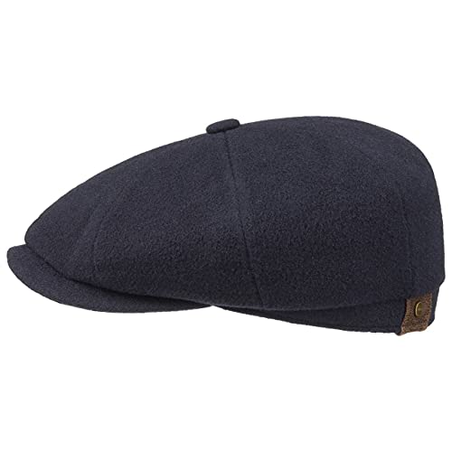 Stetson Hatteras Noir Schirmmütze Damen/Herren - Flatcap mit Wolle und Kaschmir - Wollmütze Herbst/Winter - Ballonmütze mit Flanelfutter - Flat Cap blau 57 cm von Stetson