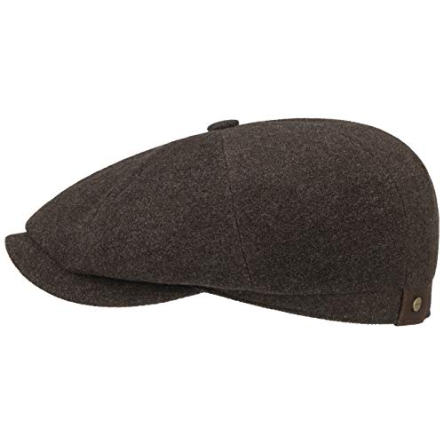 Stetson Hatteras Noir Schirmmütze Damen/Herren - Flatcap mit Wolle und Kaschmir - Wollmütze Herbst/Winter - Ballonmütze mit Flanelfutter - Flat Cap braun 63 cm von Stetson