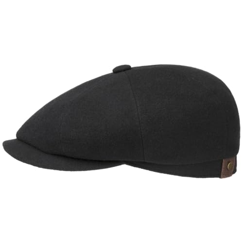 Stetson Hatteras Noir Schirmmütze Damen/Herren - Flatcap mit Wolle und Kaschmir - Wollmütze Herbst/Winter - Ballonmütze mit Flanelfutter - Flat Cap schwarz 62 cm von Stetson