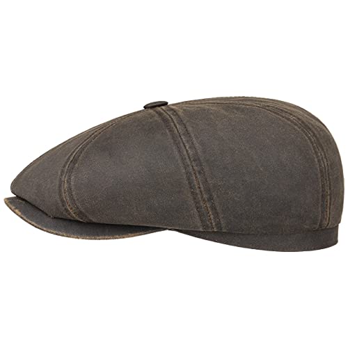 Stetson Hatteras Old Cotton Schiebermütze Damen/Herren - Newsboy Cap UV-Schutz 40 - Ballonmütze wasserabweisend - Schildmütze mit Baumwolle - Flatcap Sommer/Winter braun S (54-55 cm) von Stetson