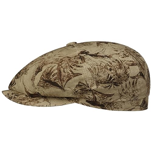 Stetson Hatteras Organic Linen Flatcap - Gemusterte Mütze aus Leinen - Klassische Ballonmütze - Schirmmütze mit Baumwollfutter - Herren - Frühjahr/Sommer beige L (58-59 cm) von Stetson