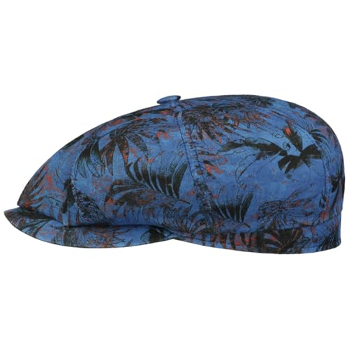 Stetson Hatteras Organic Linen Flatcap - Gemusterte Mütze aus Leinen - Klassische Ballonmütze - Schirmmütze mit Baumwollfutter - Herren - Frühjahr/Sommer blau XXL (62-63 cm) von Stetson