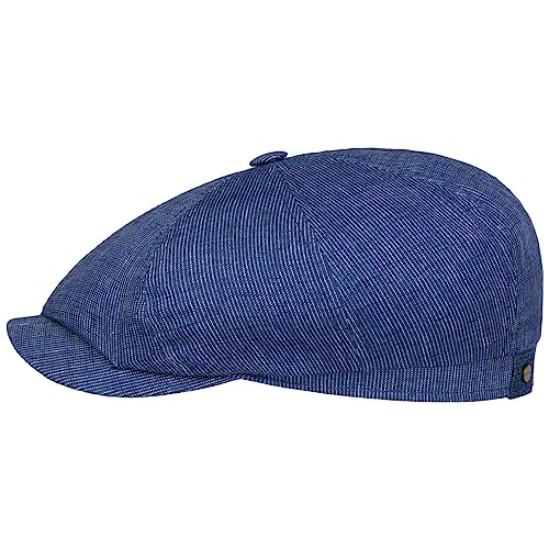 Stetson Hatteras Pandico Flatcap Zweifarbige Mütze 100% Leinen Nadelstreifen Herren Made in EU Frühjahr Sommer blau-weiß 60 cm von Stetson