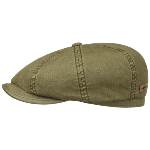 Stetson Hatteras Ripstop Flatcap - Einfarbige Mütze - UV-Schutz 40 - Baumwollmischung - für Damen und Herren - Ganzjährig tragbar - Wasserabweisend Oliv L (58-59 cm) von Stetson