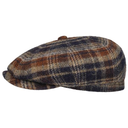 Stetson Hatteras Schirmmütze - Kariertes Flatcap - 100% Schurwolle - Herren - Ballonmütze für Herbst & Winter dunkelblau L (58-59 cm) von Stetson