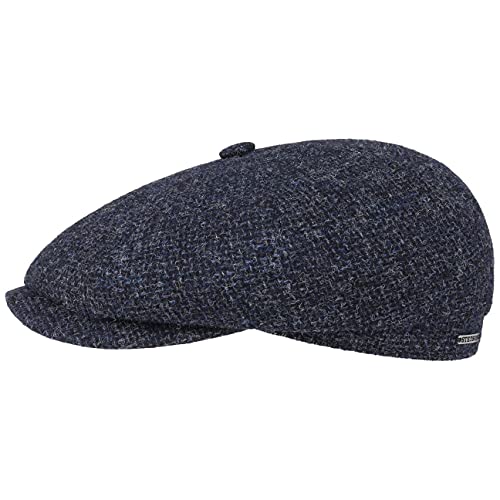 Stetson Hatteras Shetland Wool Flatcap - Schirmmütze Herren - Schiebermütze aus Wolle - Innen mit Baumwolle gefüttert - Herrencap Herbst/Winter dunkelblau 58 cm von Stetson