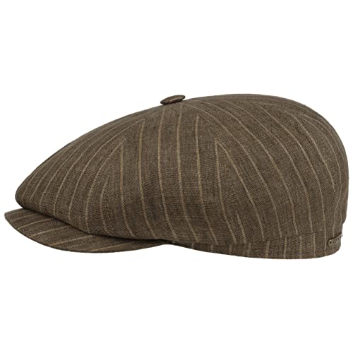 Stetson Hatteras Striped Linen Flatcap - Gestreifte Mütze - Schirmmütze mit UV-Schutz 40+ - Made in The EU - Herren - Frühjahr/Sommer braun 58 cm von Stetson