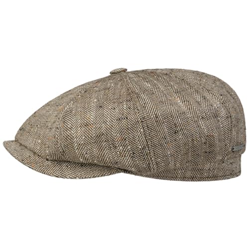 Stetson Hatteras Tweed Herringbone Flatcap Schirmmütze Atmungsaktive Made in Germany Herren Frühjahr Sommer braun 59 cm von Stetson