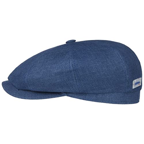 Stetson Hatteras Uni Sustainable Linen Flatcap Schirmmütze Ballonmütze Leinencap Herren - Made in The EU mit Schirm, Futter Frühling-Sommer - L (58-59 cm) blau von Stetson