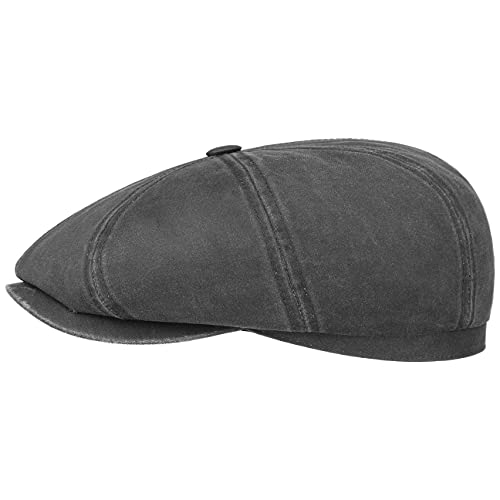 Stetson Hatteras Old Cotton Schiebermütze Damen/Herren - Newsboy Cap UV-Schutz 40 - Ballonmütze wasserabweisend - Schildmütze mit Baumwolle - Flatcap Sommer/Winter schwarz M (56-57 cm) von Stetson