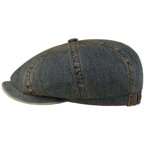 Stetson Hatteras Washed Denim Flatcap Schirmmütze Ballonmütze Herren - mit Schirm Herbst-Winter Herbst Winter - L (58-59 cm) Denim von Stetson